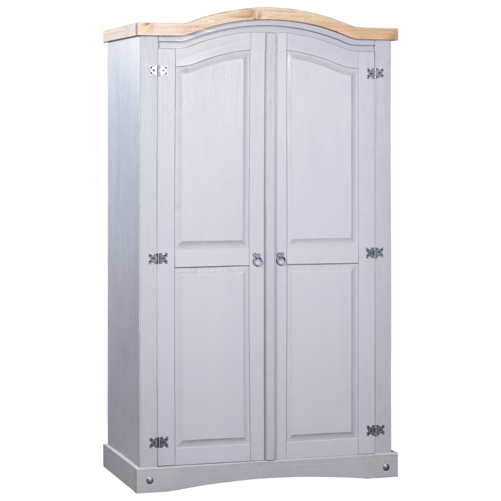 Kleiderschrank Mexiko-Stil Kiefernholz 2 Türen Grau