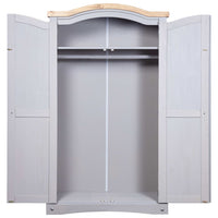 Thumbnail for Kleiderschrank Mexiko-Stil Kiefernholz 2 Türen Grau