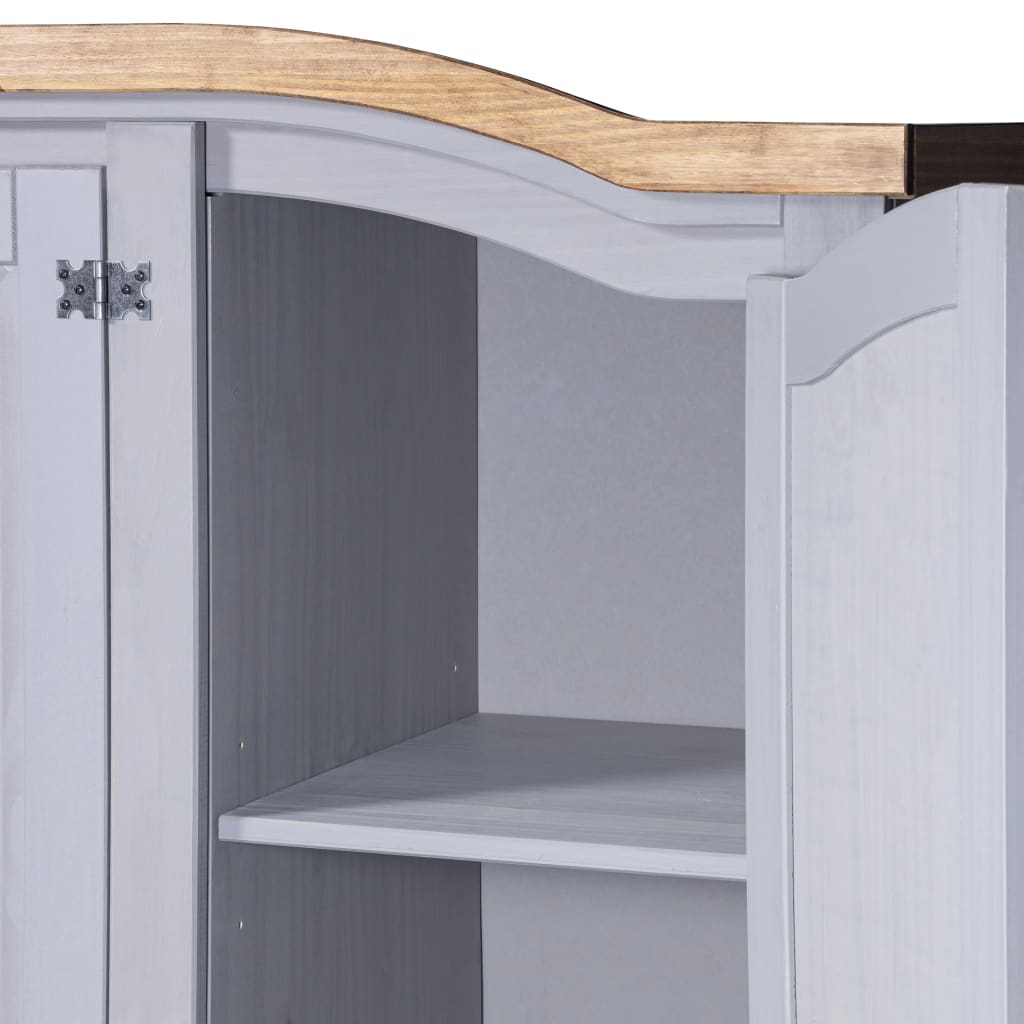 Kleiderschrank Mexiko-Stil Kiefer Corona 3 Türen Grau