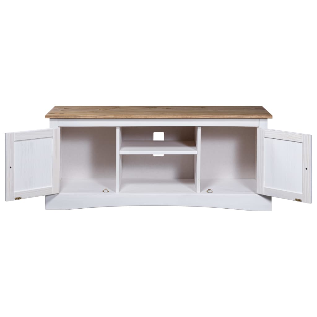 TV-Schrank Mexiko-Stil Kiefernholz Weiß 120x40x52 cm