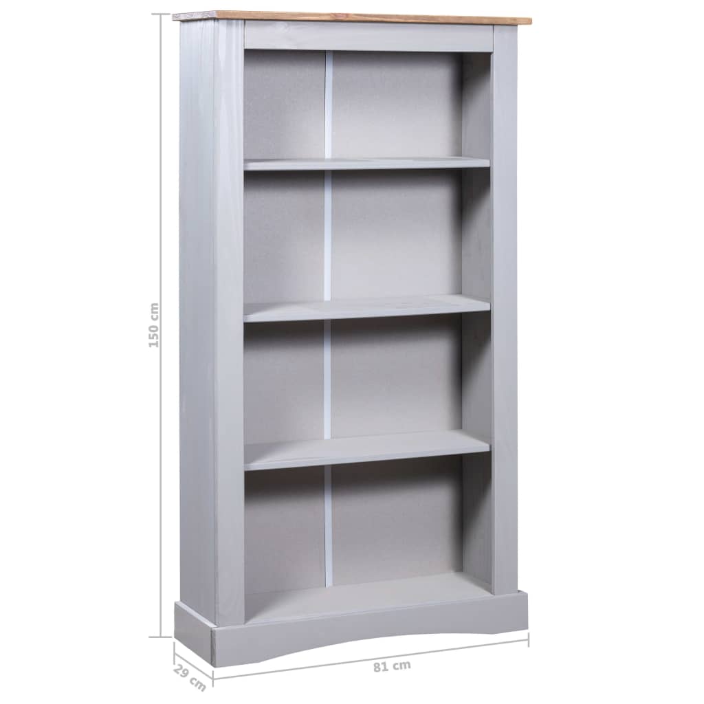 Bücherregal 4 Böden Mexiko-Stil Kiefer Grau 81×29×150 cm
