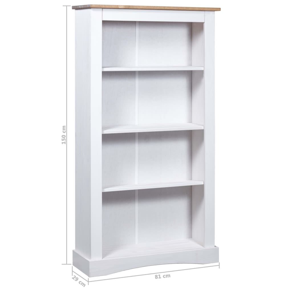 Bücherschrank 4 Fächer Mexiko-Stil Kiefernholz Weiß 81x29x150cm