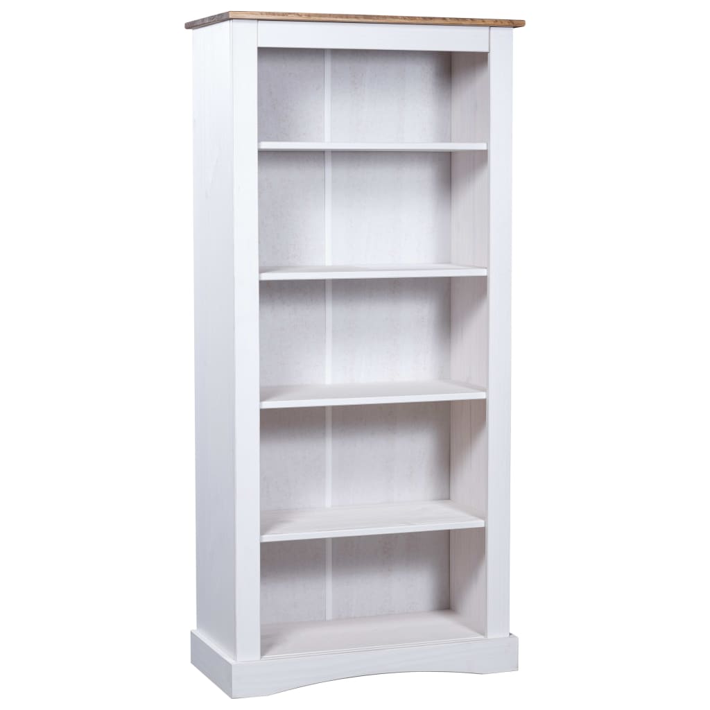 Bücherschrank 5 Fächer Mexiko-Stil Kiefernholz Weiß 81x40x170cm