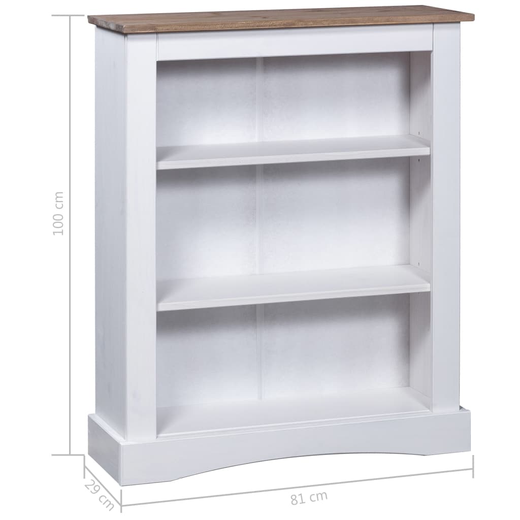 Bücherschrank 3 Fächer Mexiko-Stil Kiefernholz Weiß 81x29x100cm