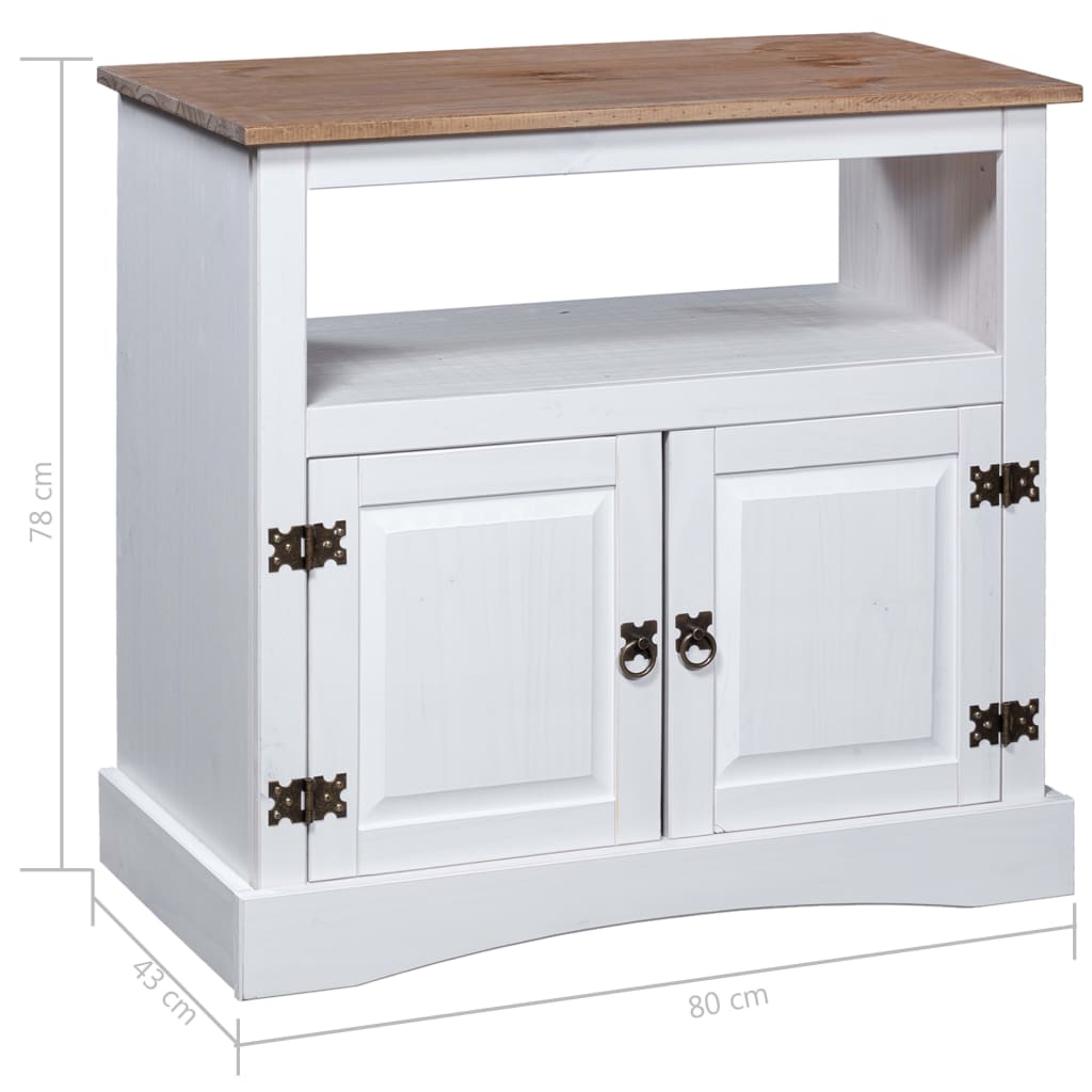 TV-Schrank Mexiko-Stil Kiefernholz Weiß 80x43x78 cm