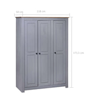 Thumbnail for Kleiderschrank 3-Türig Grau 118×50×171,5 cm Kiefer Panama Serie