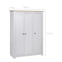 Thumbnail for Kleiderschrank 3-Türig Weiß 118×50×171,5 cm Kiefer Panama Serie