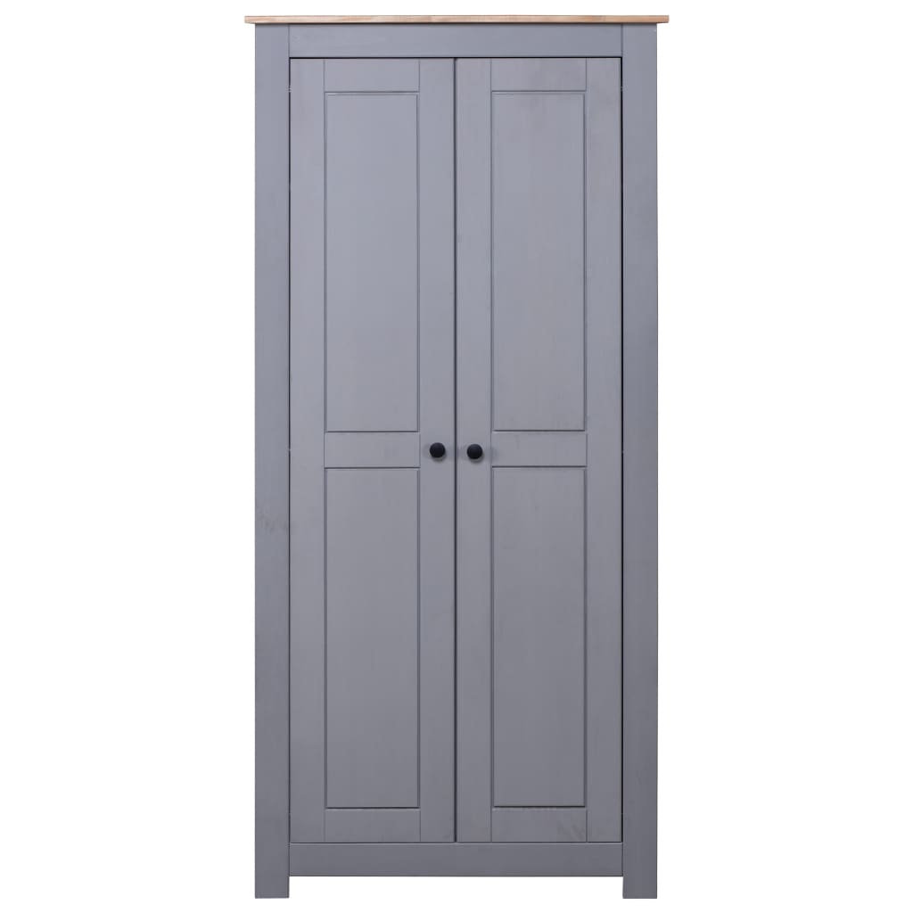 Kleiderschrank Grau 80×50×171,5 cm Kiefer Massiv Panama Serie