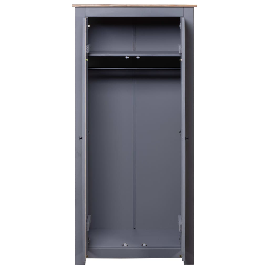 Kleiderschrank Grau 80×50×171,5 cm Kiefer Massiv Panama Serie