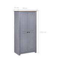 Thumbnail for Kleiderschrank Grau 80×50×171,5 cm Kiefer Massiv Panama Serie