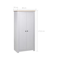 Thumbnail for Kleiderschrank Weiß 80×50×171,5 cm Kiefer Massiv Panama Serie