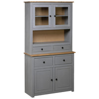 Thumbnail for Highboard Grau 93x40,5x180 cm Kiefernholz Panama