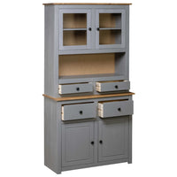 Thumbnail for Highboard Grau 93x40,5x180 cm Kiefernholz Panama