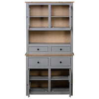 Thumbnail for Highboard Grau 93x40,5x180 cm Kiefernholz Panama