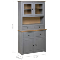 Thumbnail for Highboard Grau 93x40,5x180 cm Kiefernholz Panama