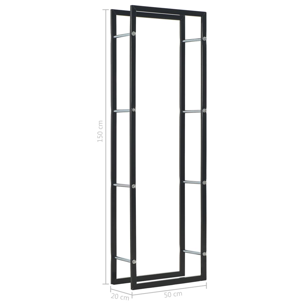 Brennholzregal Schwarz 50 x 20 x 150 cm Stahl
