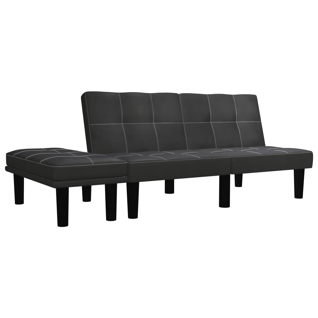 2-Sitzer-Sofa Schwarz Kunstleder