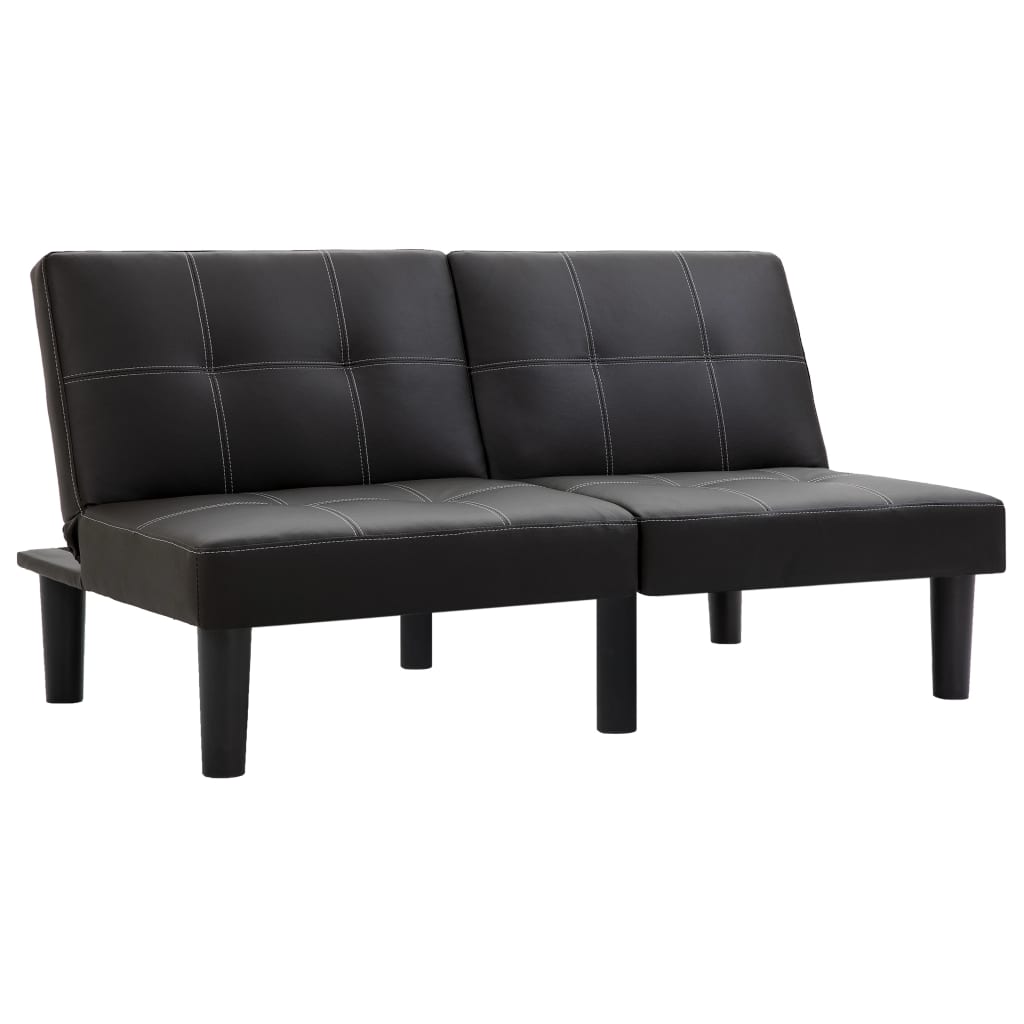 2-Sitzer-Sofa Schwarz Kunstleder