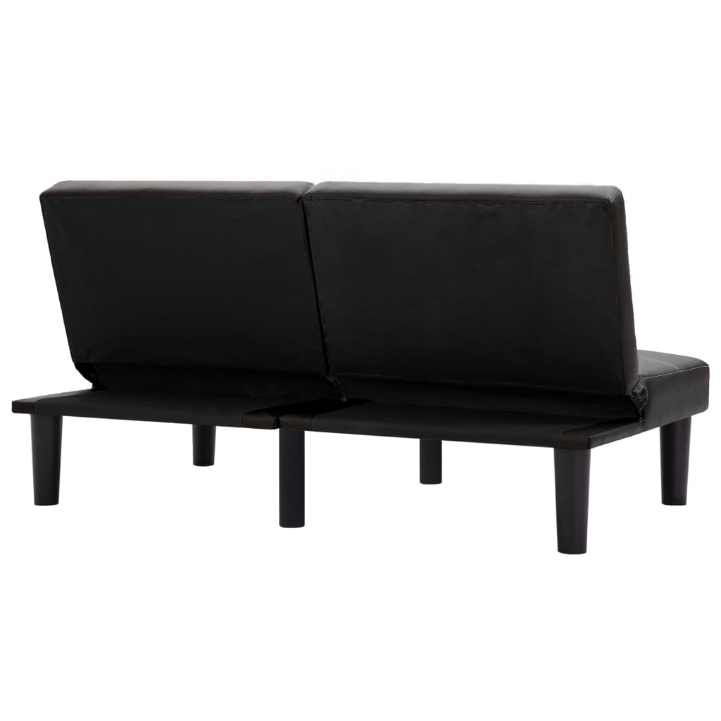 2-Sitzer-Sofa Schwarz Kunstleder