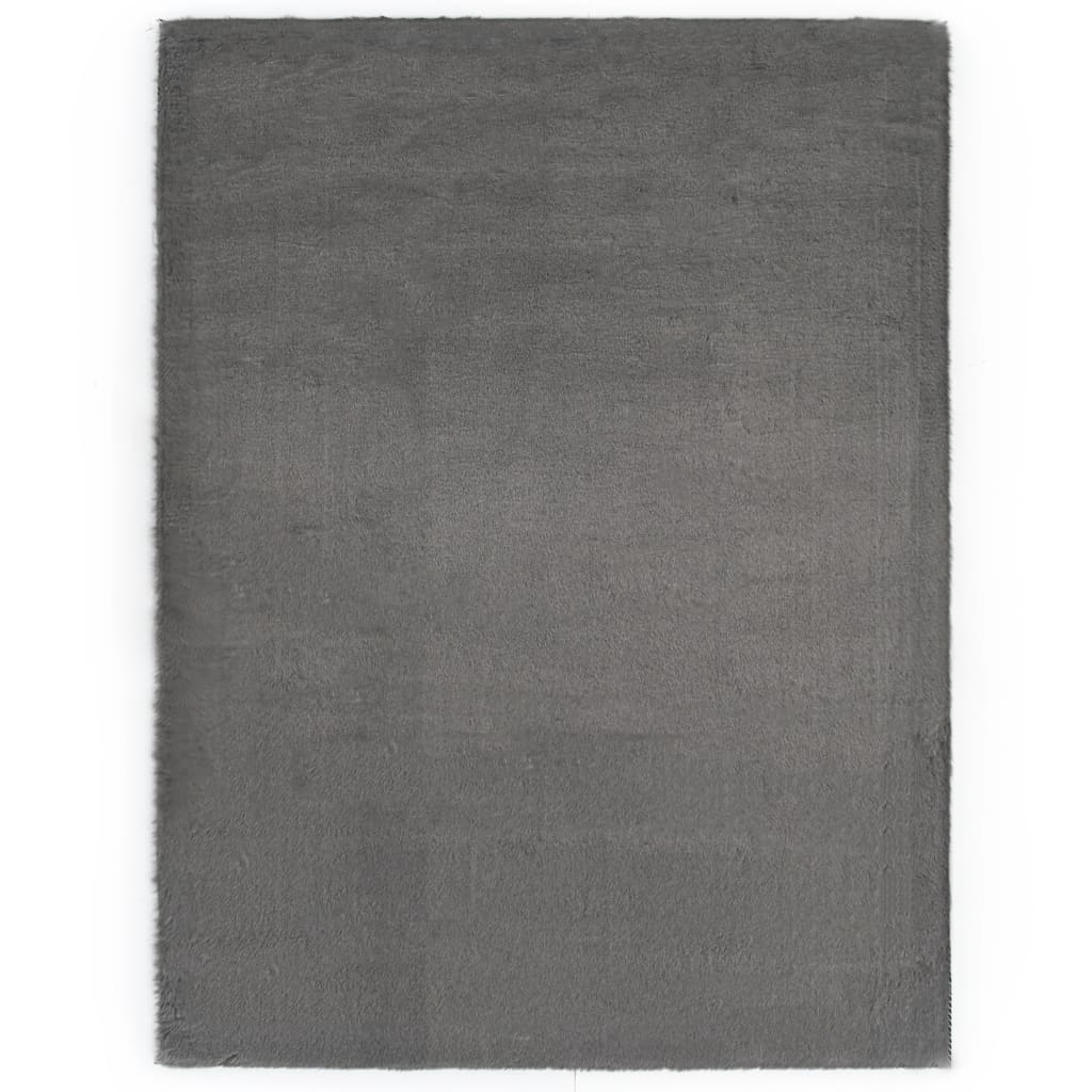 Teppich 160 x 230 cm Kunstkaninchenfell Dunkelgrau