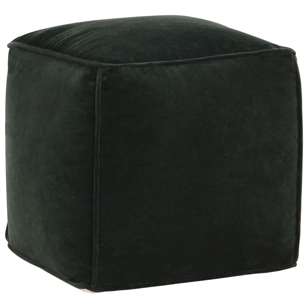 Pouf Baumwollsamt 40×40×40 cm Waldgrün