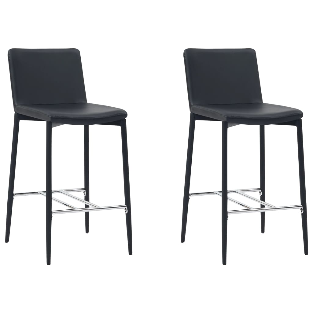 Barhocker 2 Stk. Schwarz Kunstleder