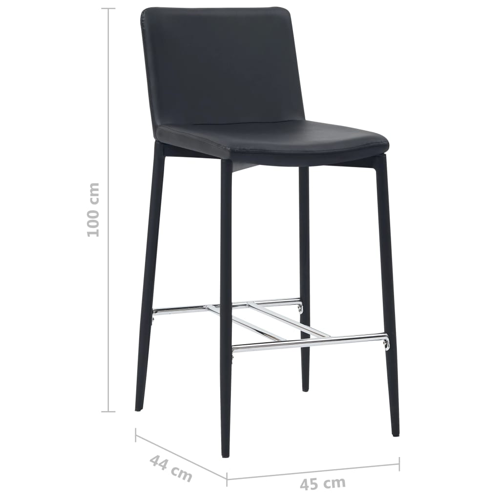 Barhocker 2 Stk. Schwarz Kunstleder