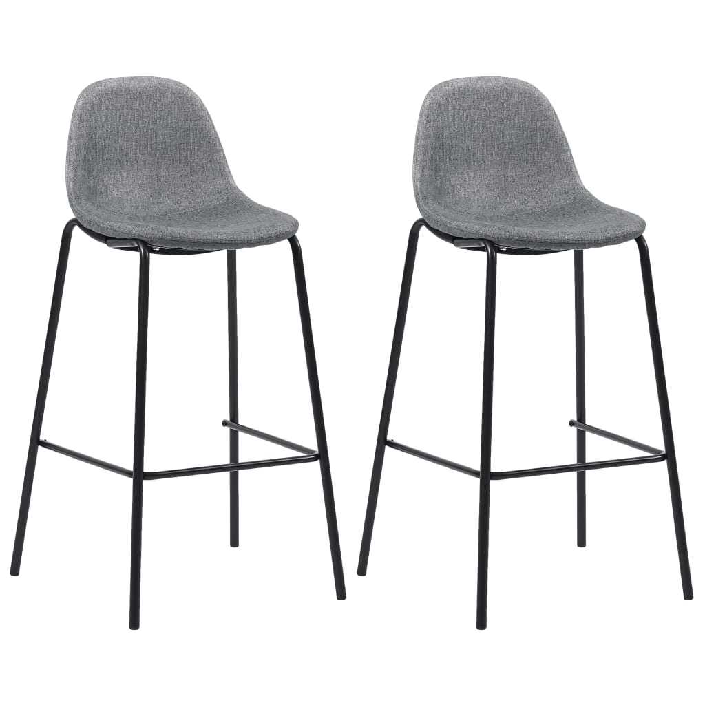 Barhocker 2 Stk. Hellgrau Stoff