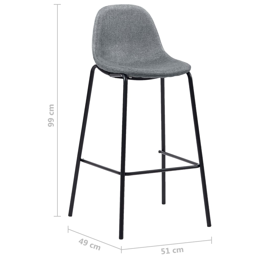 Barhocker 2 Stk. Hellgrau Stoff