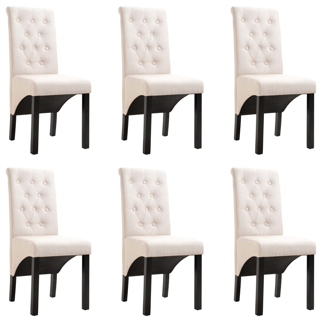 Esszimmerstühle 6 Stk. Creme Stoff