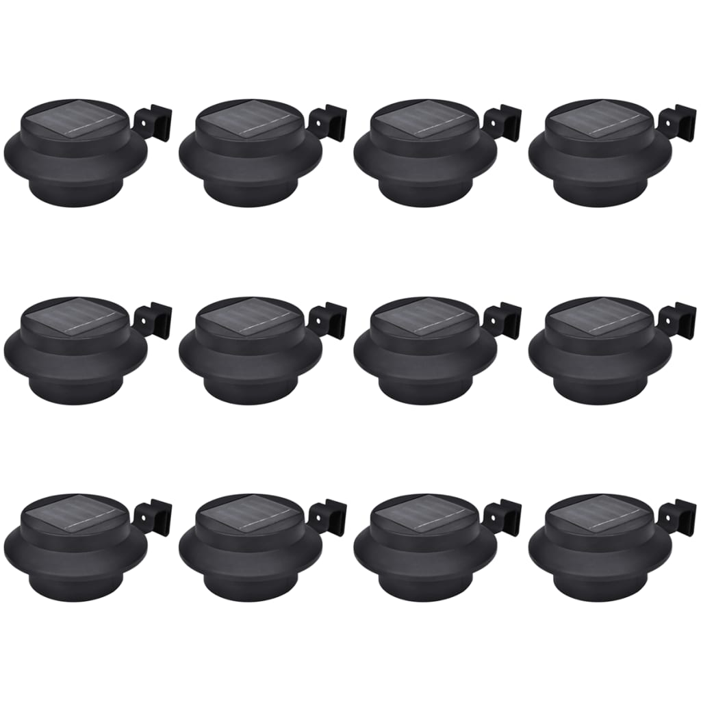 Außenlampe Solar Zaunlichter 12 Stk. LED Schwarz