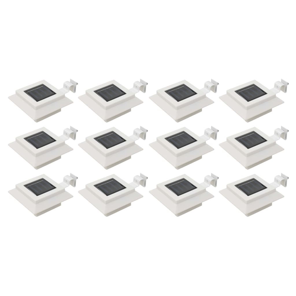Solar-Außenleuchten 12 Stk. LED Quadratisch 12 cm Weiß