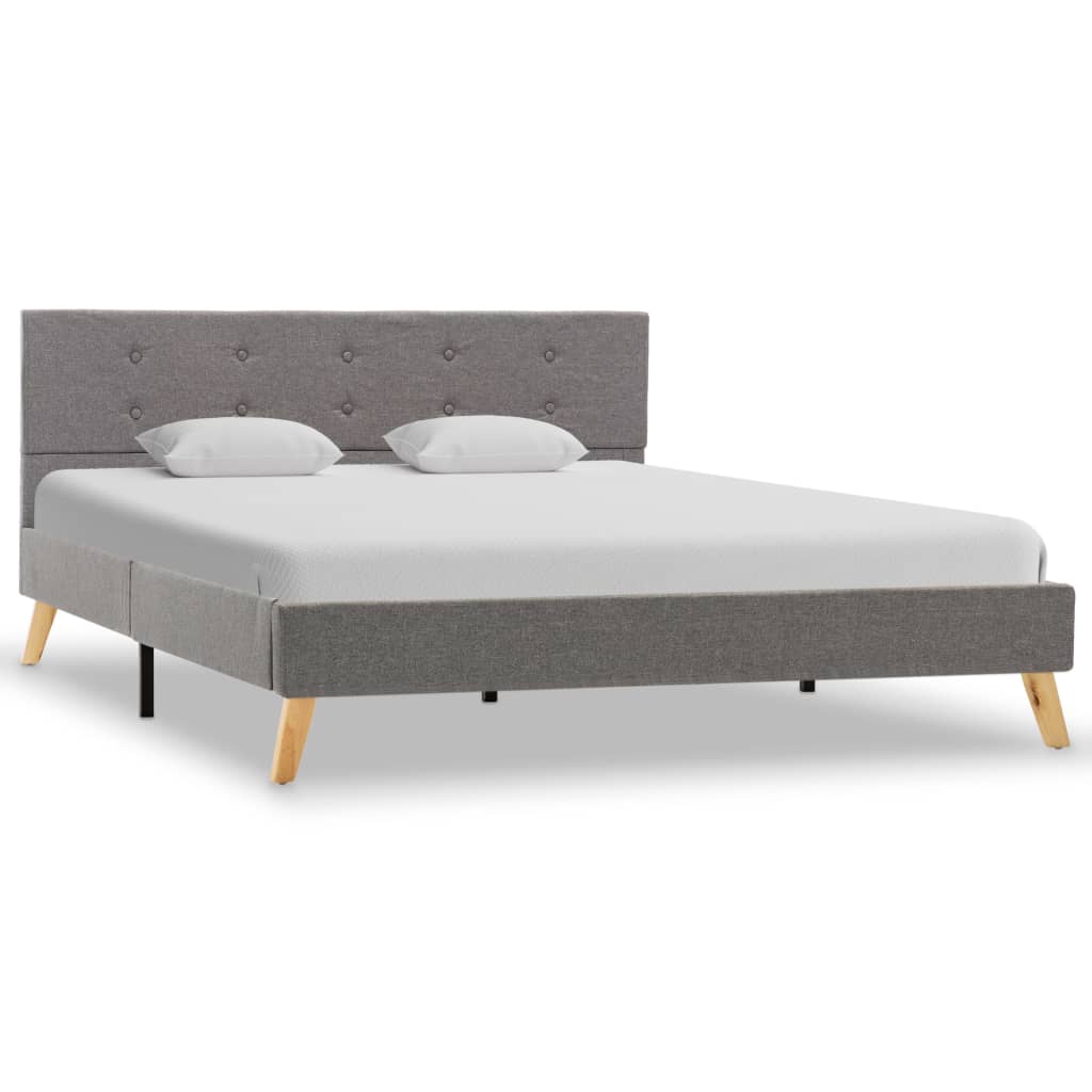 Bettgestell Hellgrau Stoff 140 × 200 cm