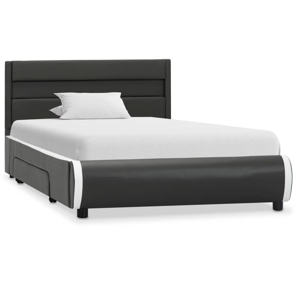 Bettgestell mit LED Anthrazit Kunstleder 90x200 cm