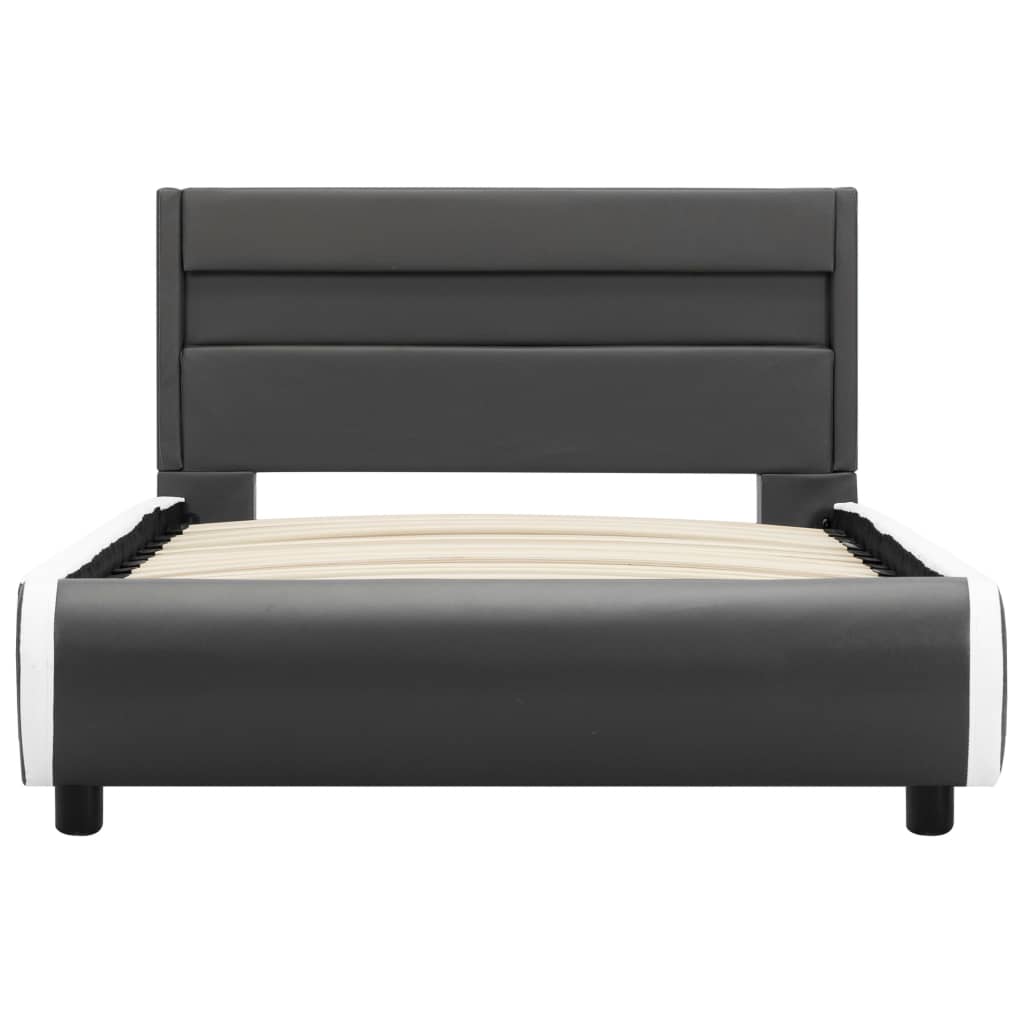 Bettgestell mit LED Anthrazit Kunstleder 90x200 cm