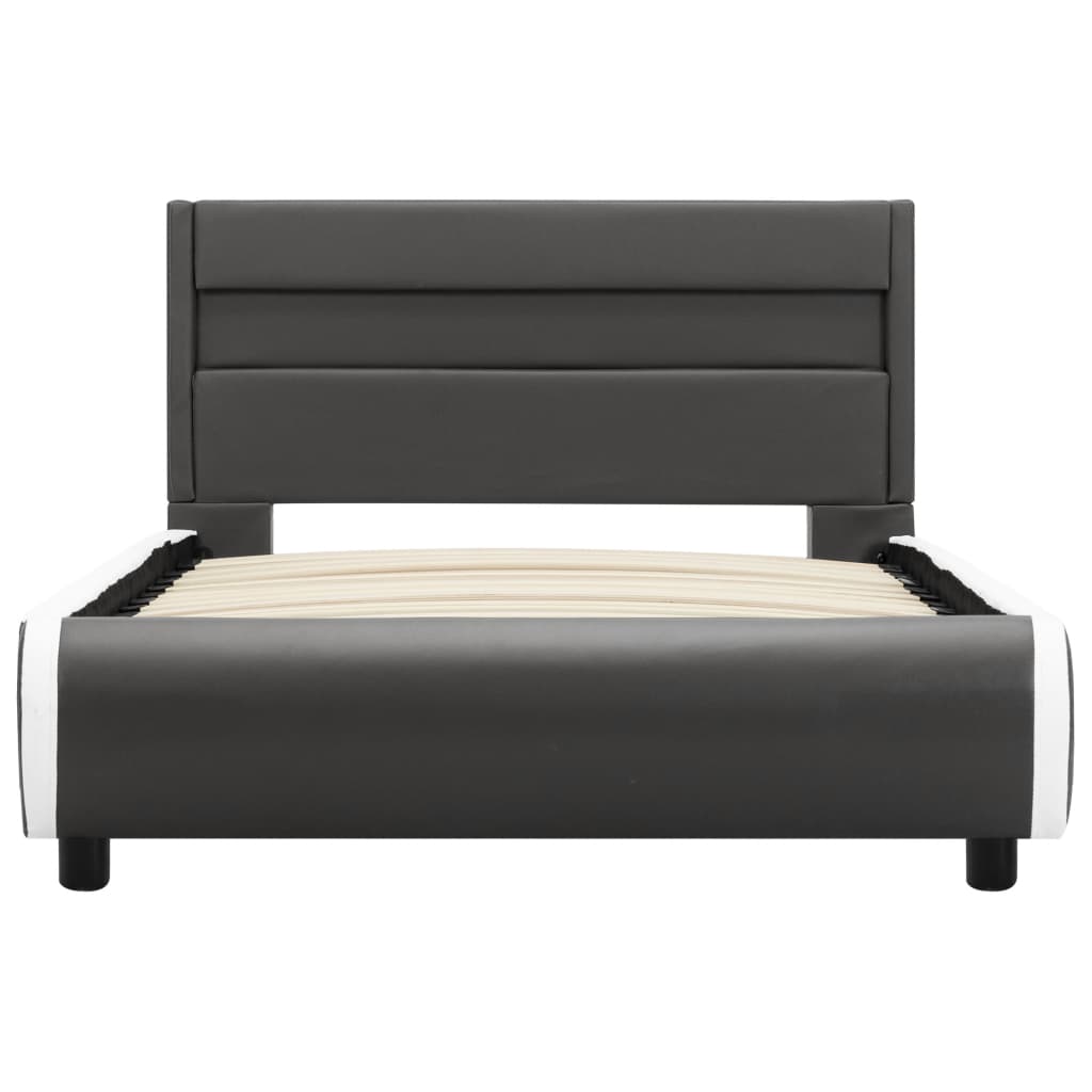 LED-Bettgestell Anthrazit Kunstleder 100x200 cm