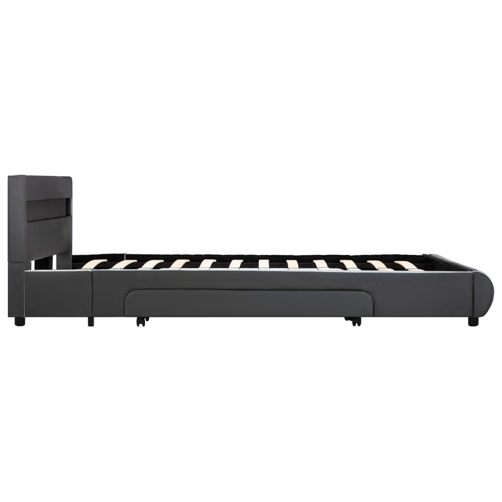 Bettgestell mit LED Anthrazit Kunstleder 140×200 cm