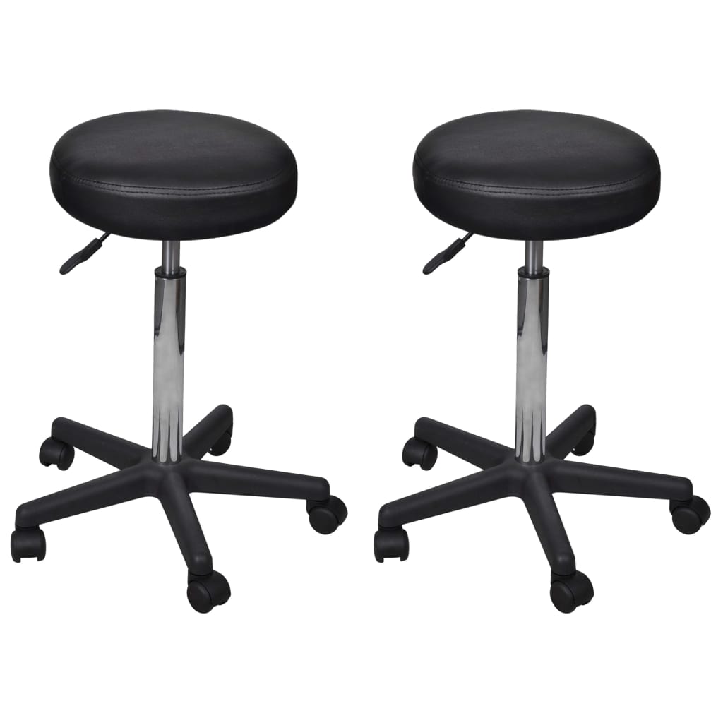 Rollhocker 2 Stk. Schwarz 35,5 x 98 cm Kunstleder