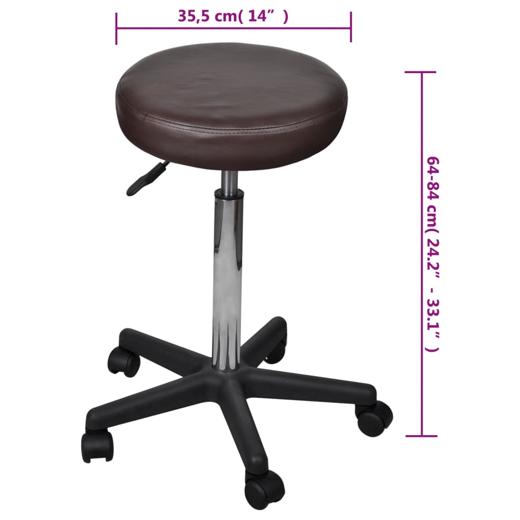 Rollhocker 2 Stk. Braun 35,5 x 98 cm Kunstleder