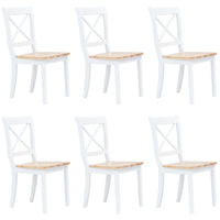 Thumbnail for Esszimmerstühle 6 Stk. Weiß & Helles Holz Gummibaum Massivholz