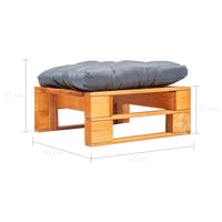 Thumbnail for vidaXL Garten-Palettenhocker mit Grauem Kissen Holz Honigbraun
