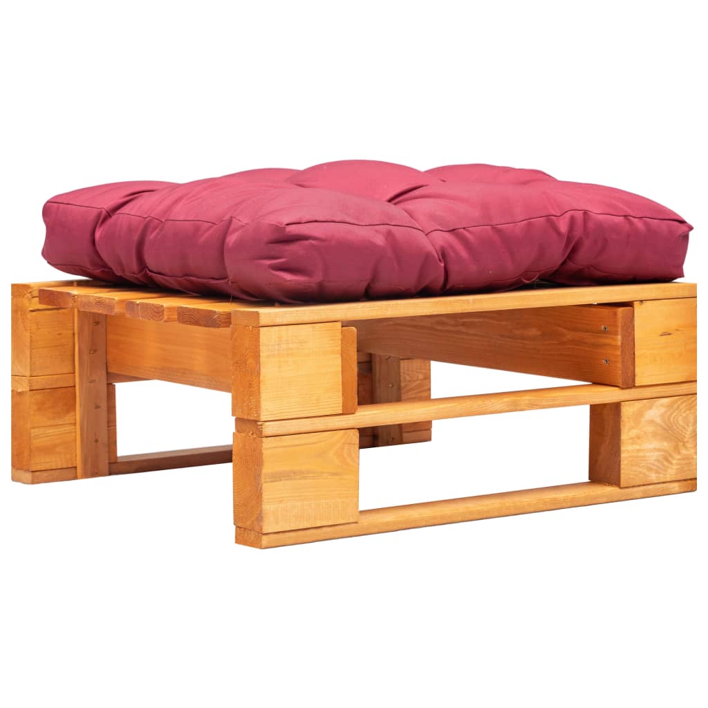vidaXL Garten-Palettenhocker mit Rotem Kissen Holz Honigbraun