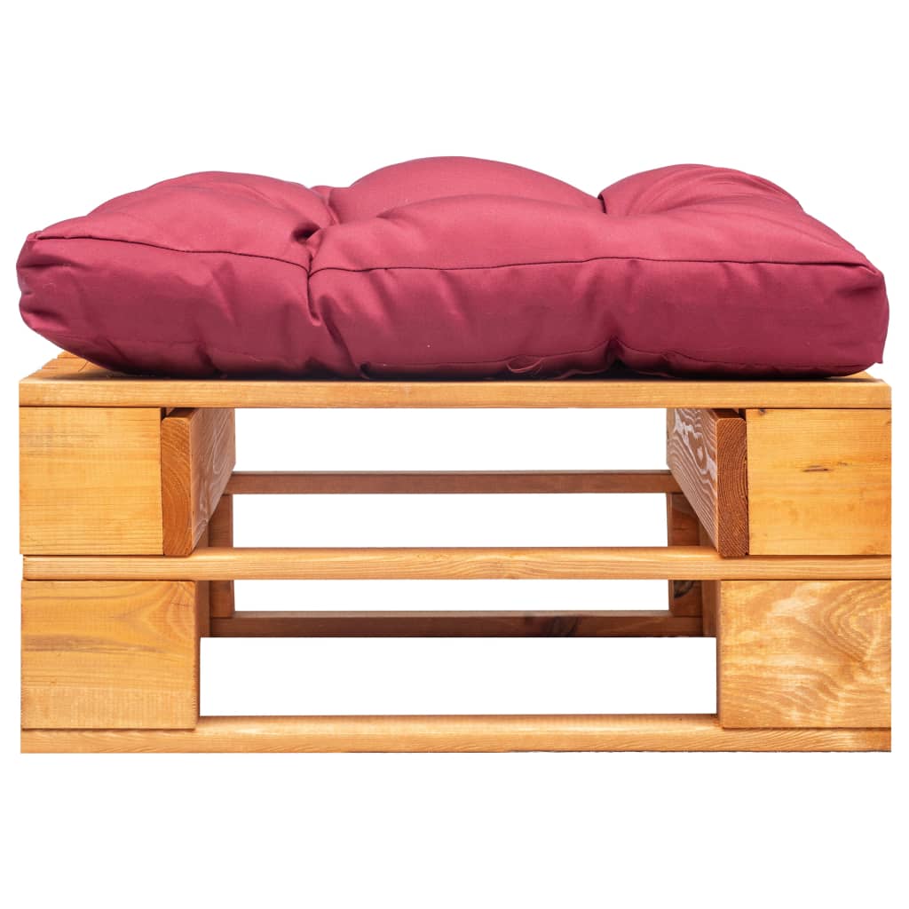 vidaXL Garten-Palettenhocker mit Rotem Kissen Holz Honigbraun