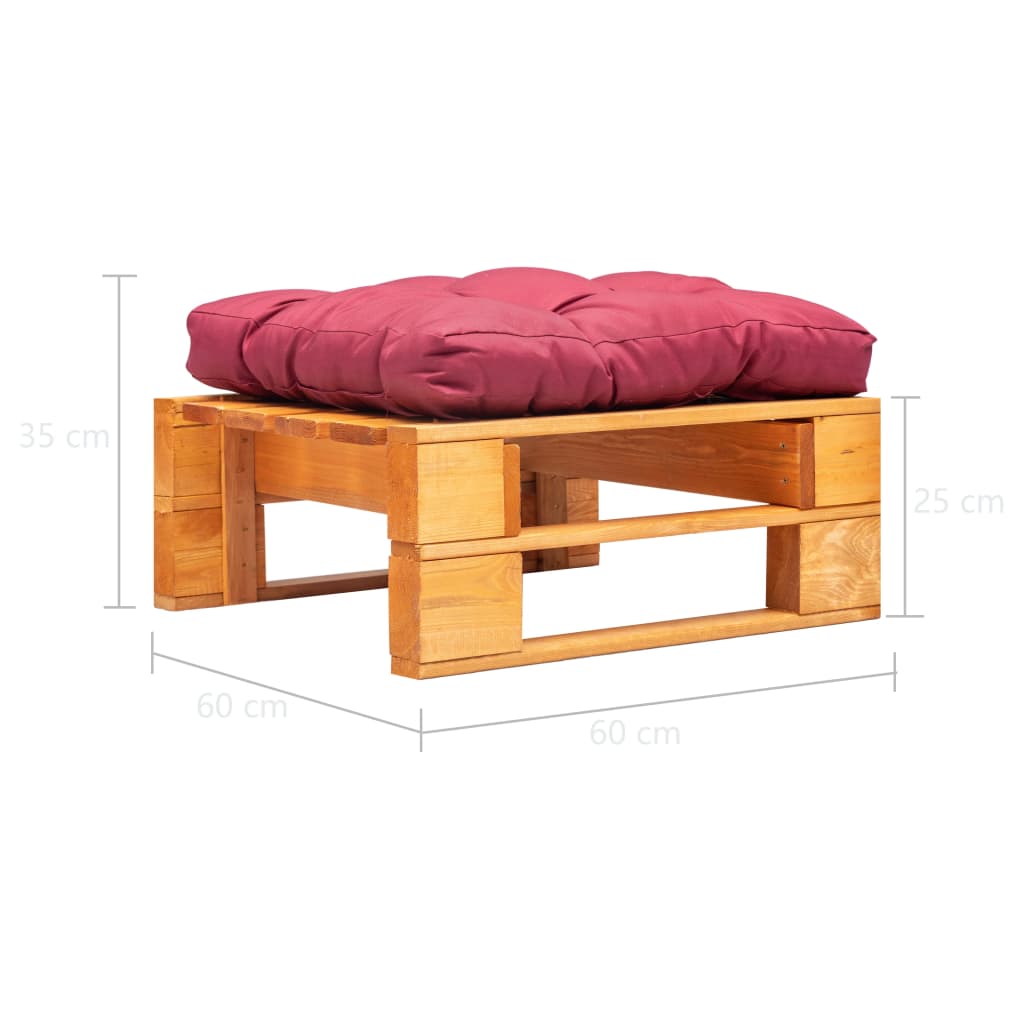 vidaXL Garten-Palettenhocker mit Rotem Kissen Holz Honigbraun
