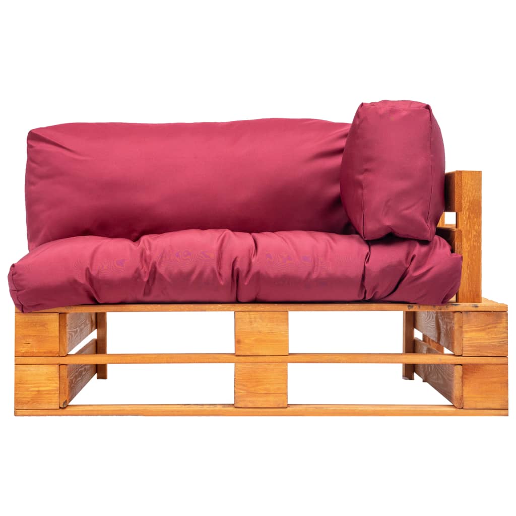 Garten-Palettensofa mit Roten Kissen Kiefernholz