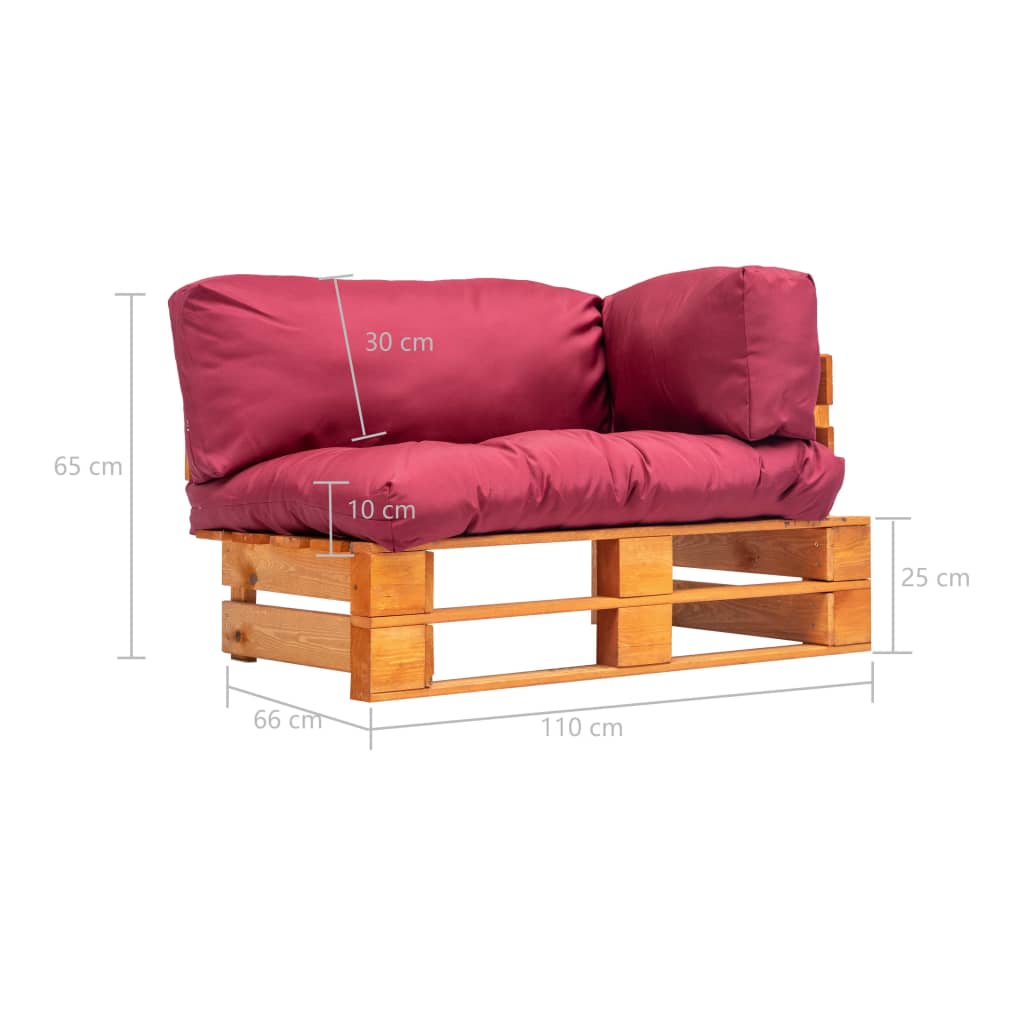 Garten-Palettensofa mit Roten Kissen Kiefernholz