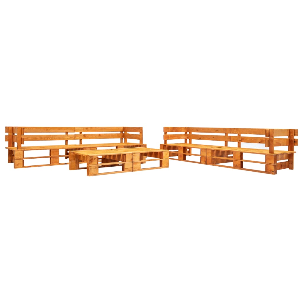 6-tlg. Garten-Paletten-Sofagarnitur mit Grauen Kissen Holz