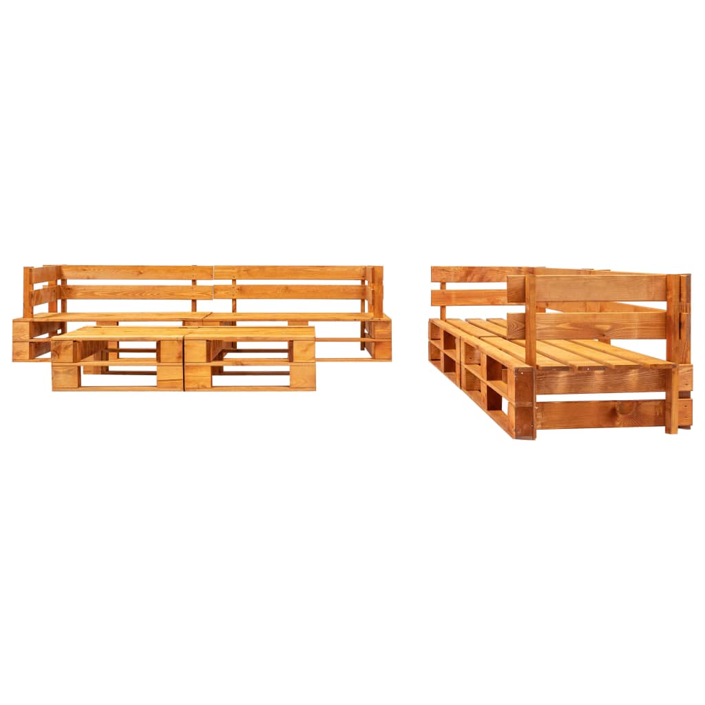 6-tlg. Garten-Paletten-Sofagarnitur mit Grauen Kissen Holz