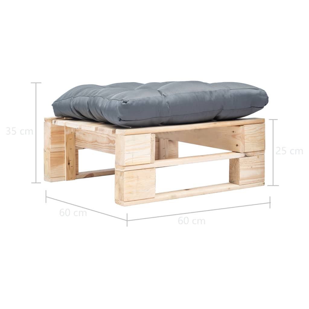vidaXL Garten-Palettenhocker mit Grauem Kissen Holz Natur