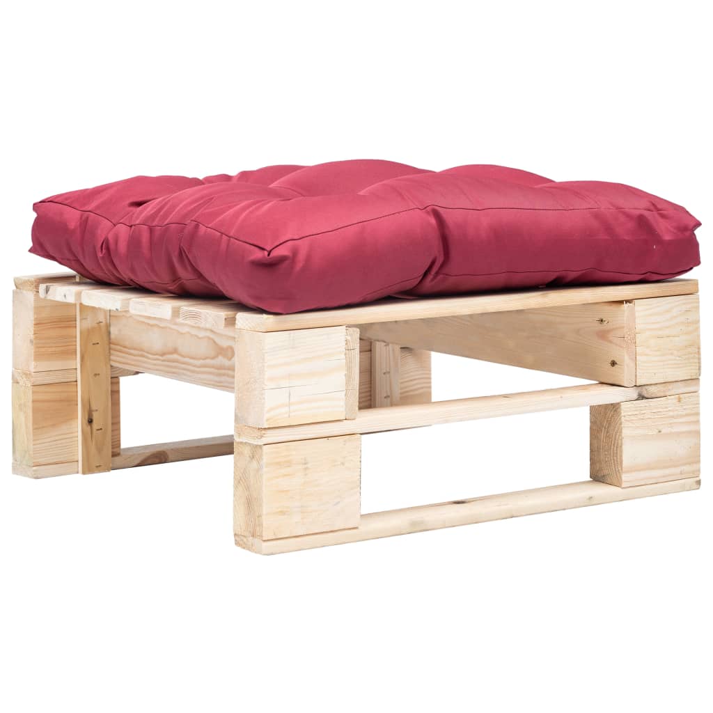 vidaXL Garten-Palettenhocker mit Rotem Kissen Holz Natur